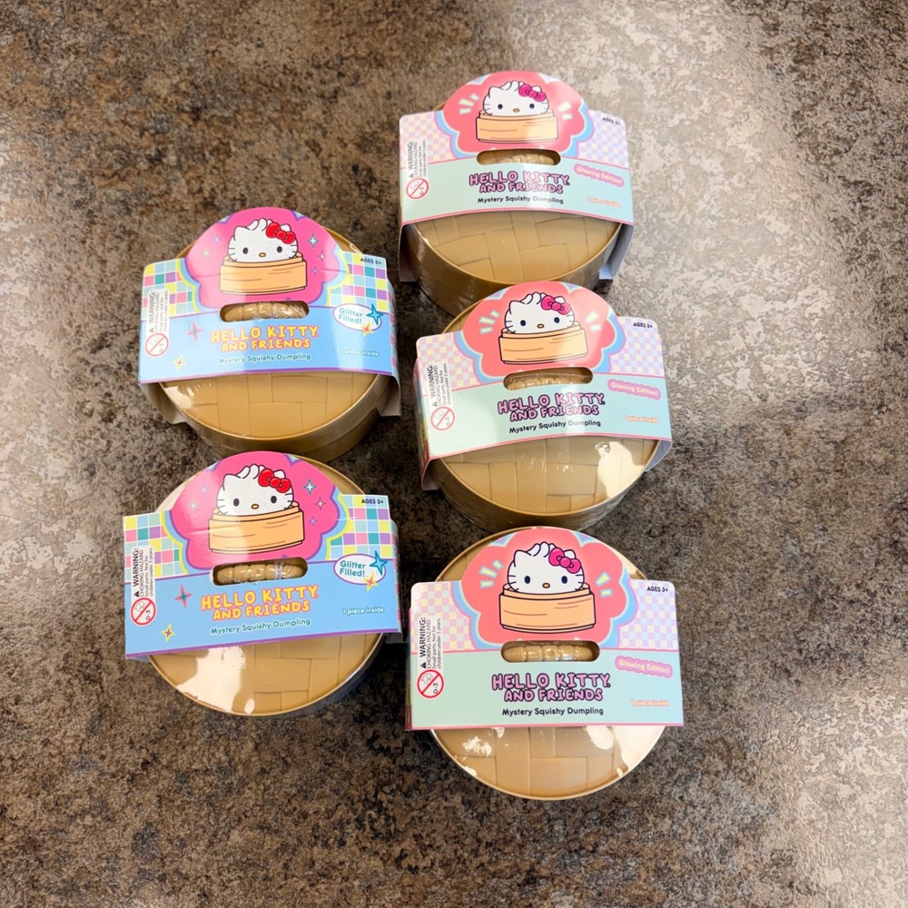 Hello Kitty and Friends Mystery Squishy Dumpling Lot of 5 Glitter & Glowing